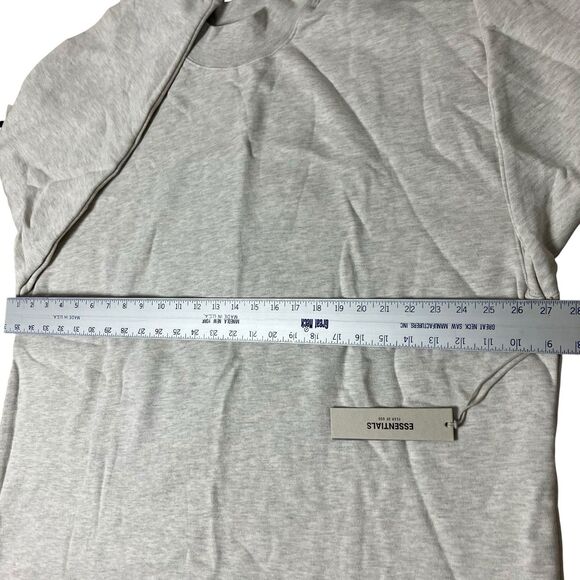 Fear of God Essentials Sweatshirt Mens XL Grey Oatmeal Mockneck Back Logo Baggy - Picture 6 of 11